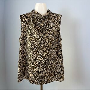 DKNY Black and Tan Patterned Sleeveless Top